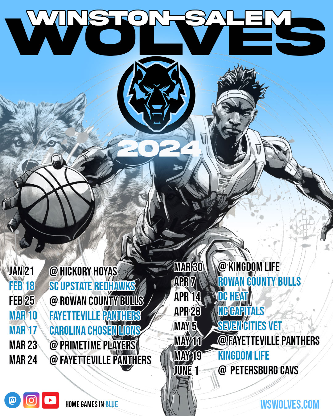 2024 Winston-Salem Wolves Schedule Mini Poster
